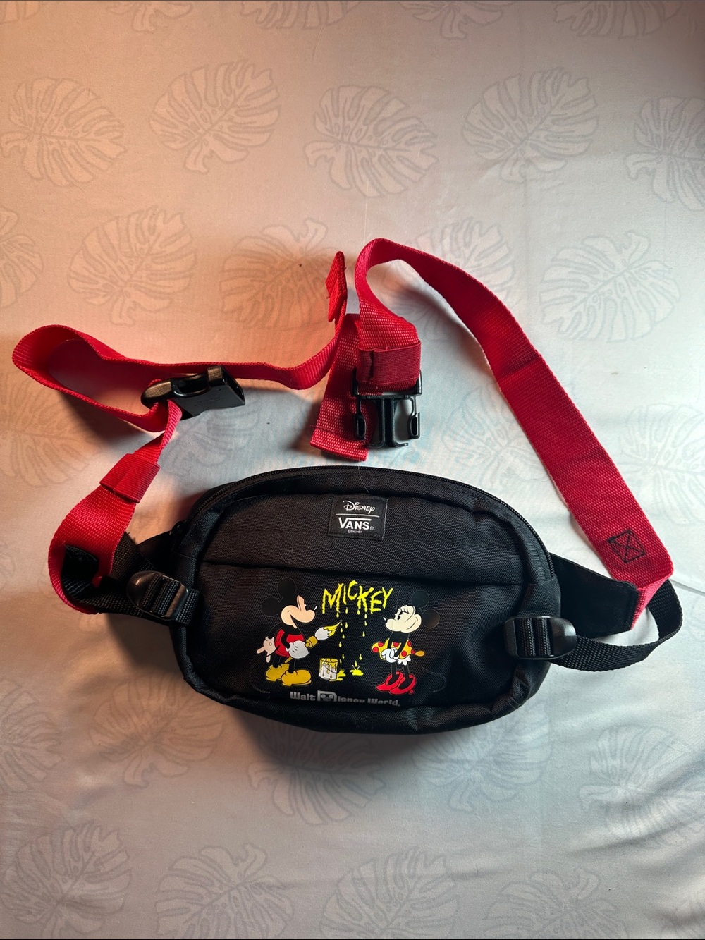 Vans Black Sling Waist Pack with Red Strap